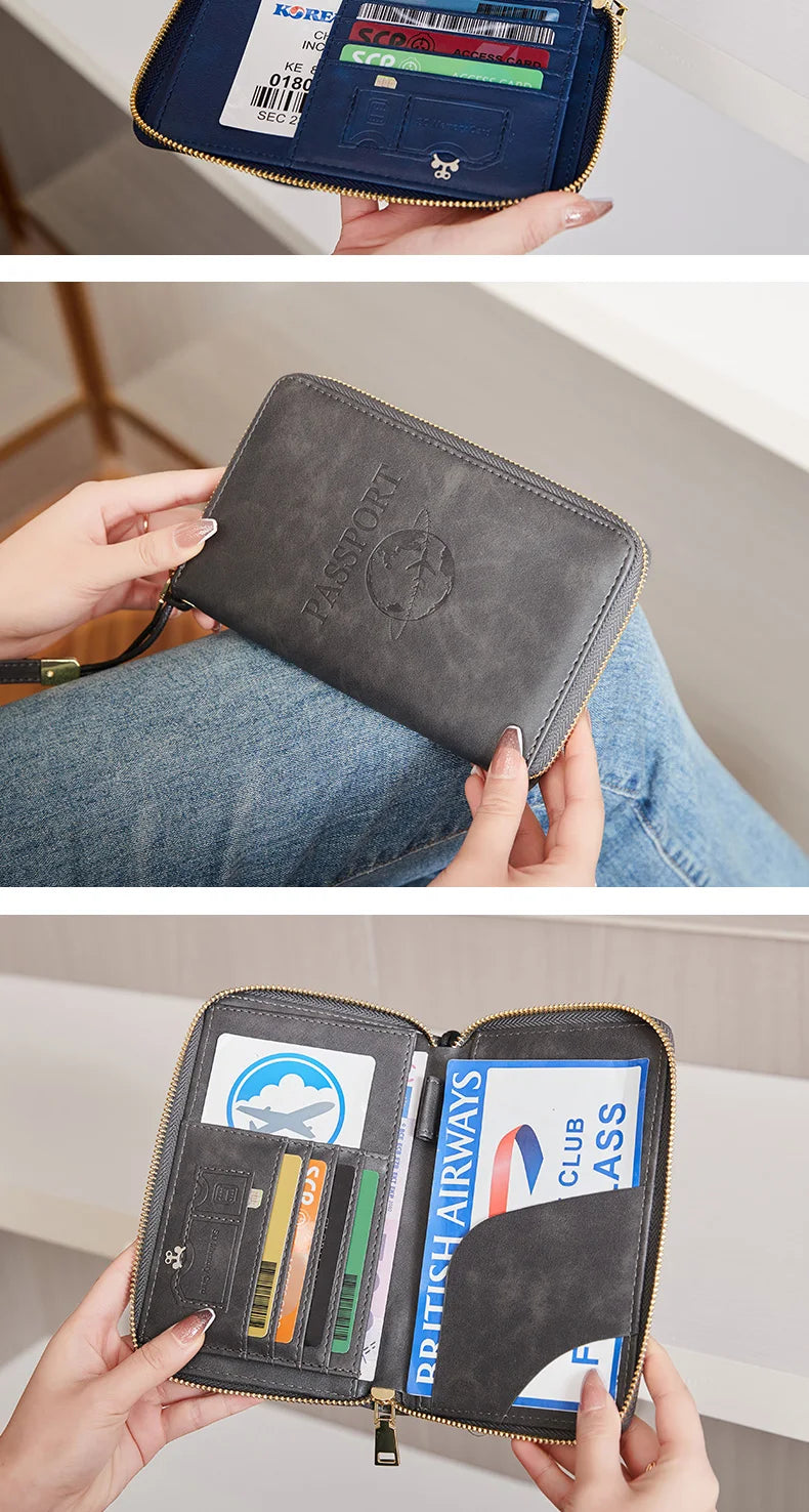 RFID-Blocking Travel Passport Holder with Card Slots
