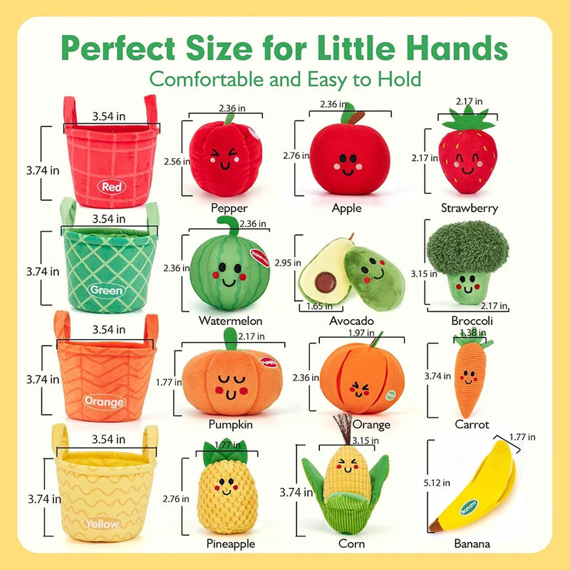 Soft Fruit & Vegetable Sensory Toy Set with Crinkle and Rattle
