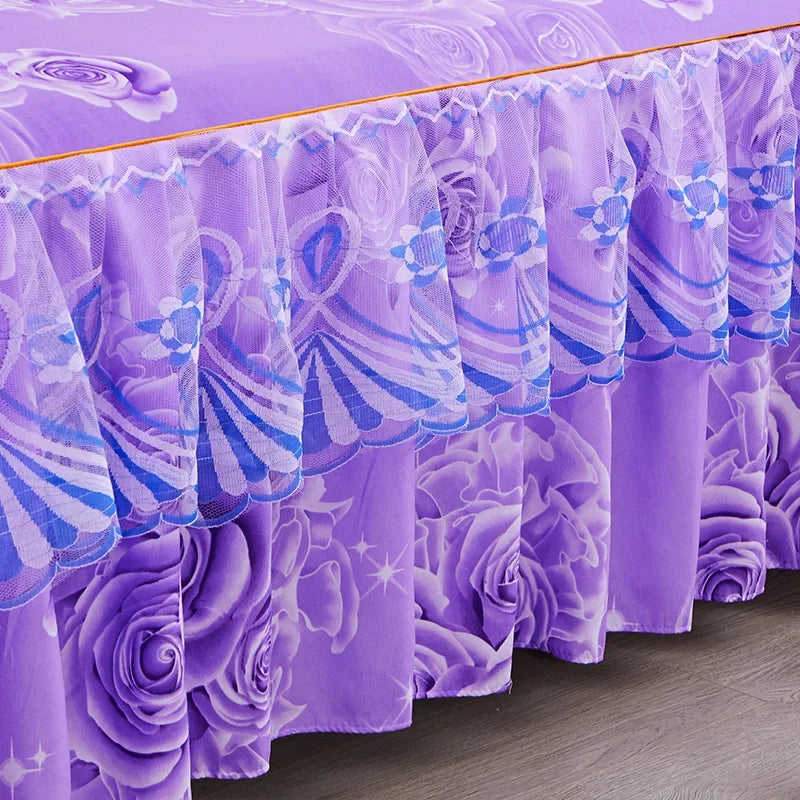 Lace-Trimmed Bed Skirt with Printed Design
