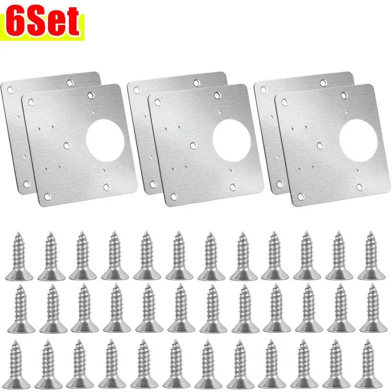Stainless Steel Hinge Repair Plate Set for Cabinet Doors