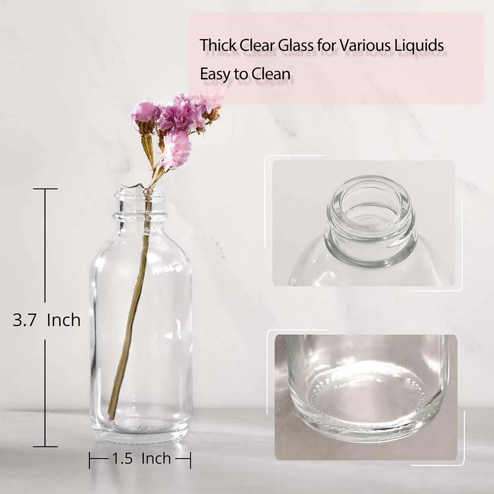 Mini Clear Glass Bottles with Lids for Potions, Shots & Essential Liquids