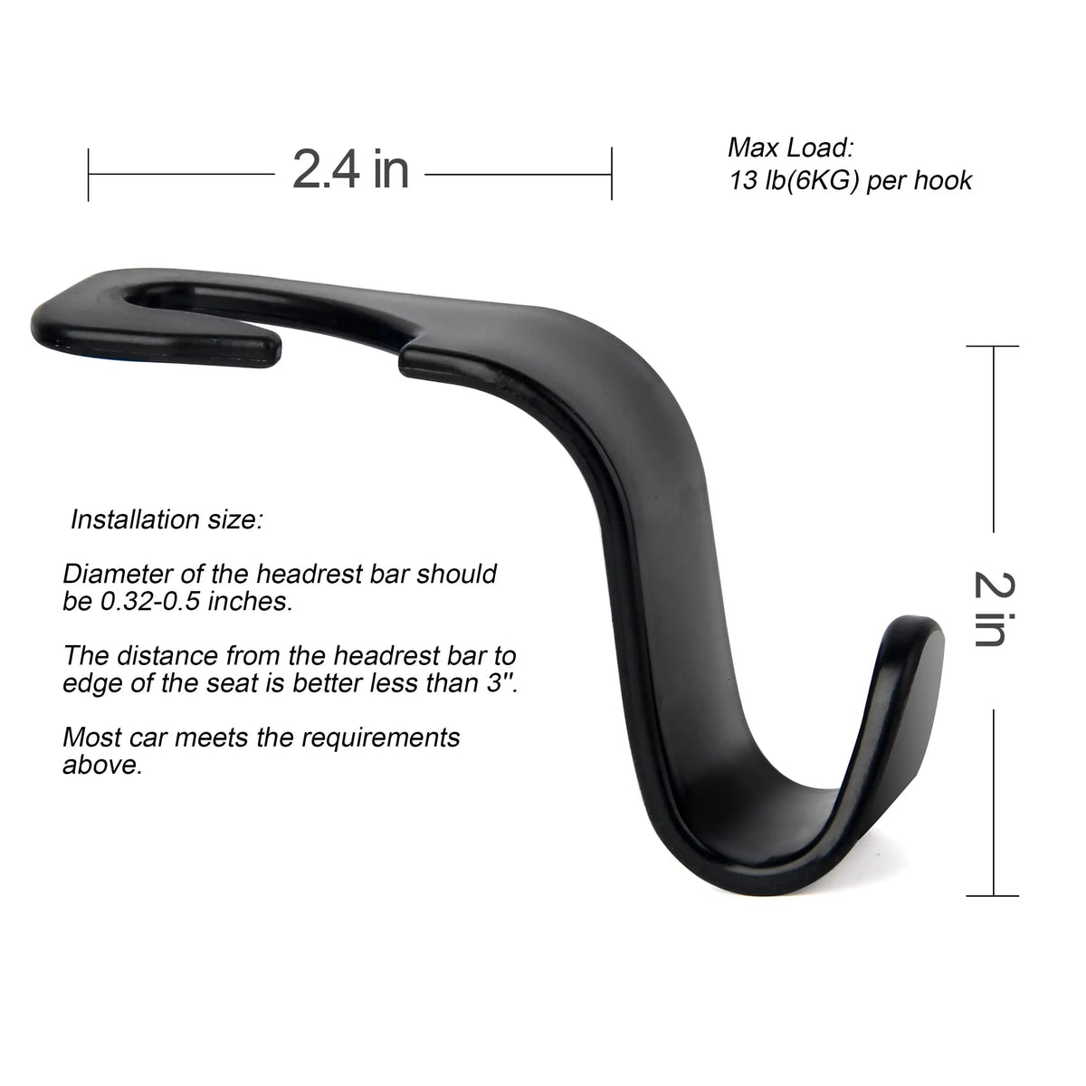 Car Seat Back Hooks with Headrest Hanger for Organizing Bags and Groceries