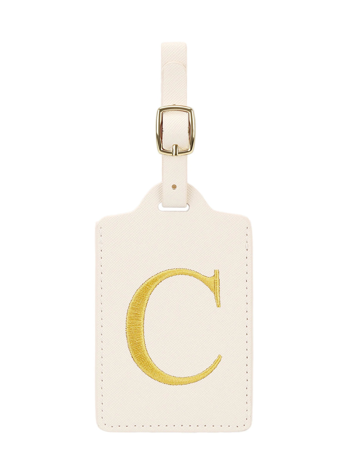 Personalized Embroidered Leather Luggage Tag with Letter Initial