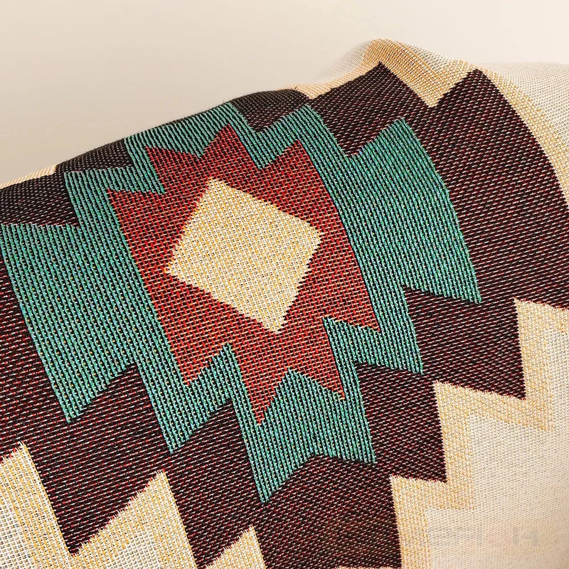 Oversized Aztec Boho Throw Blanket with Fringe