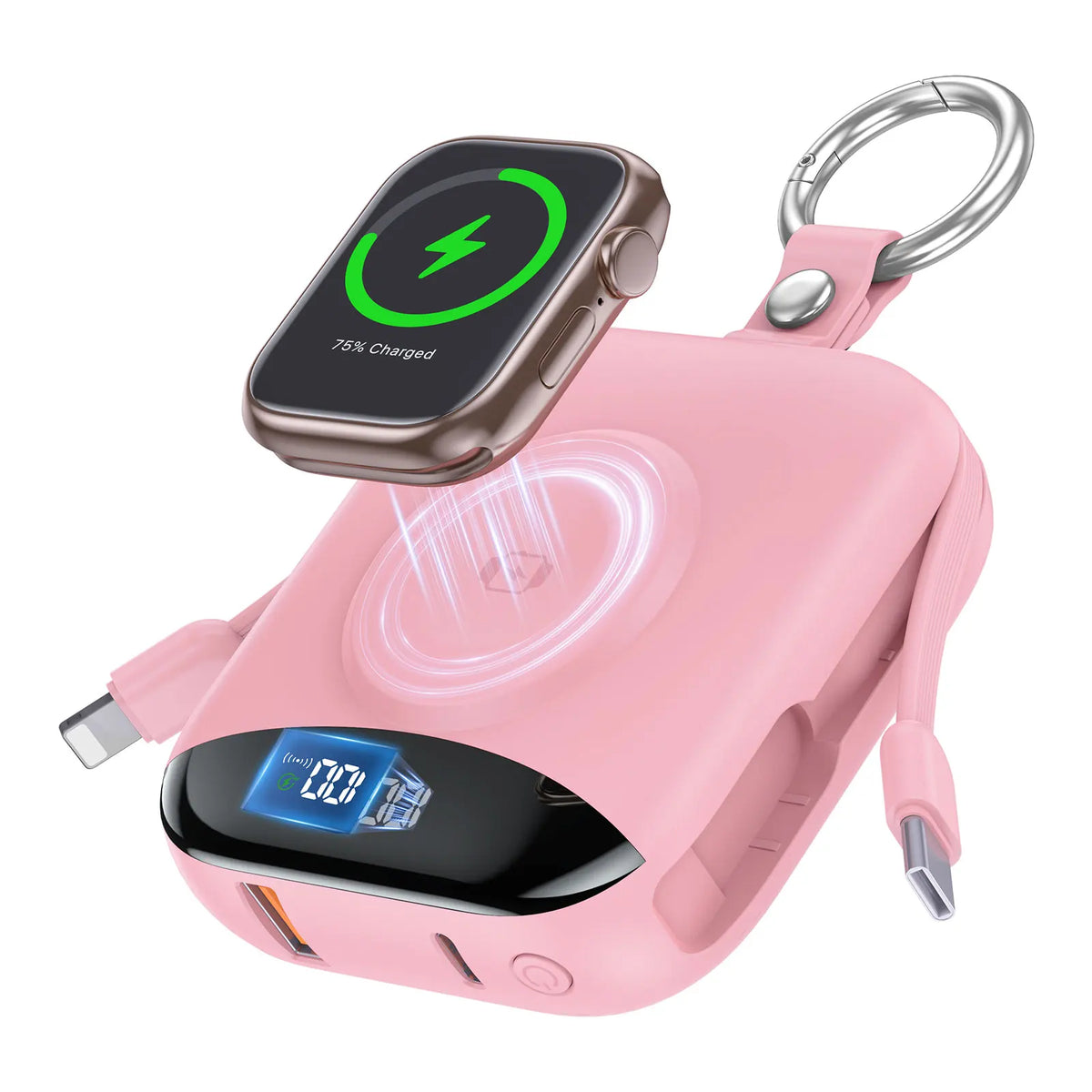 4-in-1 Fast Charging Power Bank with Built-In Cables and LED Display