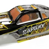 A black and yellow high-speed RC car receiver parts kit with silver accents.
