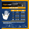 Hand size chart for work gloves showing measurements in inches and centimeters for sizes S through XXL
