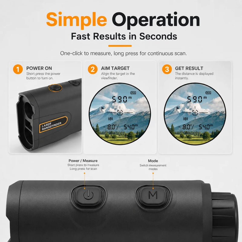 600m Golf Laser Rangefinder with Slope Compensation & Flag Lock