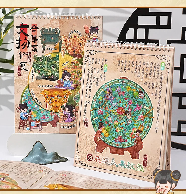 A set of three handmade paper scenes featuring traditional Chinese motifs and landscapes, including a pocket cabin and variou