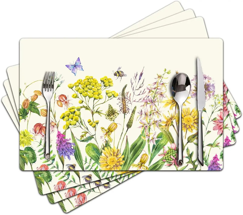 Floral Linen Placemats for Dining Table