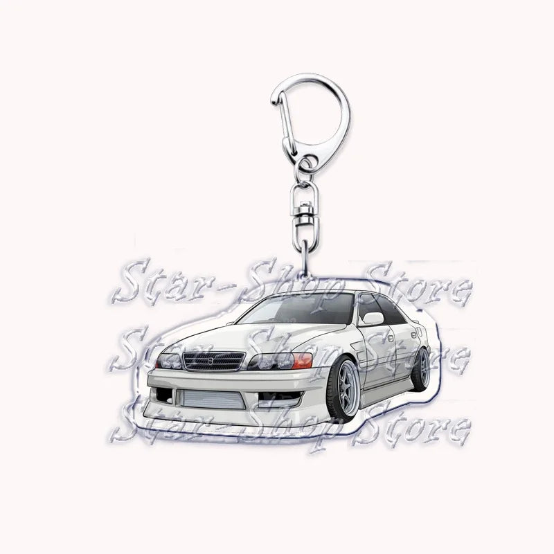 A silver metal key ring for an off-road truck keychain.