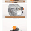 A portable butane gas stove featuring an ignition button, a heating core protective cover, and a fire size regulating valve s