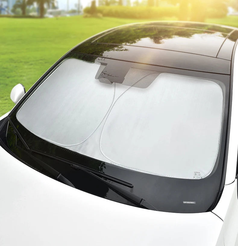 Titanium Silver Car Windshield Sunshade with Heat & Glare Protection