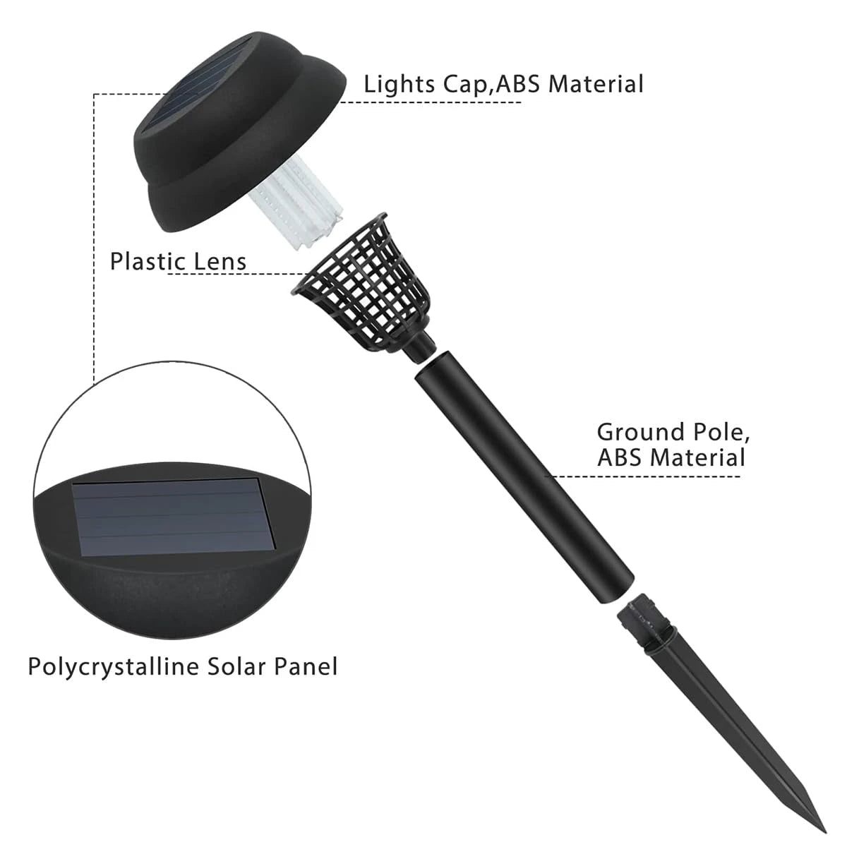 A black solar-powered mosquito zapper featuring a plastic lens, lights cap, and a polycrystalline solar panel.