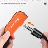An orange West Biking one-touch locking portable bike lock is shown being used to secure a bicycle.