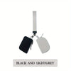 A black and light grey detachable wristlet wallet with a zipper pouch and card slots.