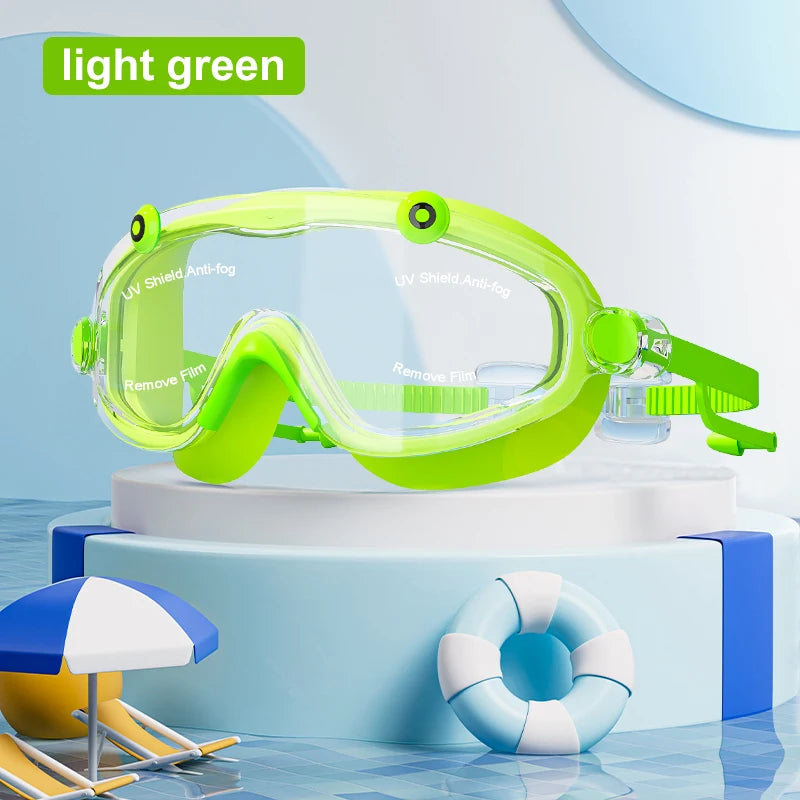 Panorama-Schwimmbrille für Kinder mit Ohrstöpseln