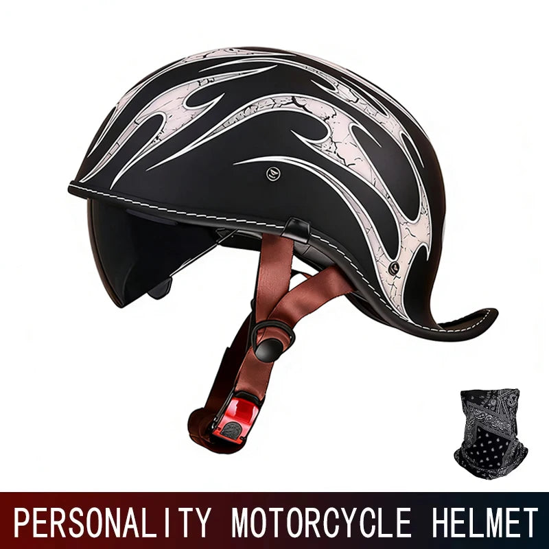 Retro Half Helmet for Men and Women – Lightweight Commuter Cruiser Motorcycle Helmet