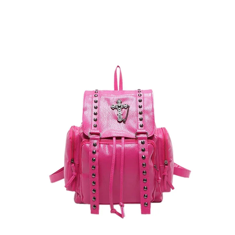 Gothic PU Leather Backpack with Rivet Accents