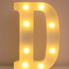 A glowing yellow LED letter D night light with illuminated dots, used for home and party decor.