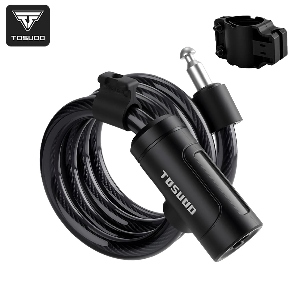 Heavy-Duty Cable Bike Lock with Mounting Bracket and 2 Keys