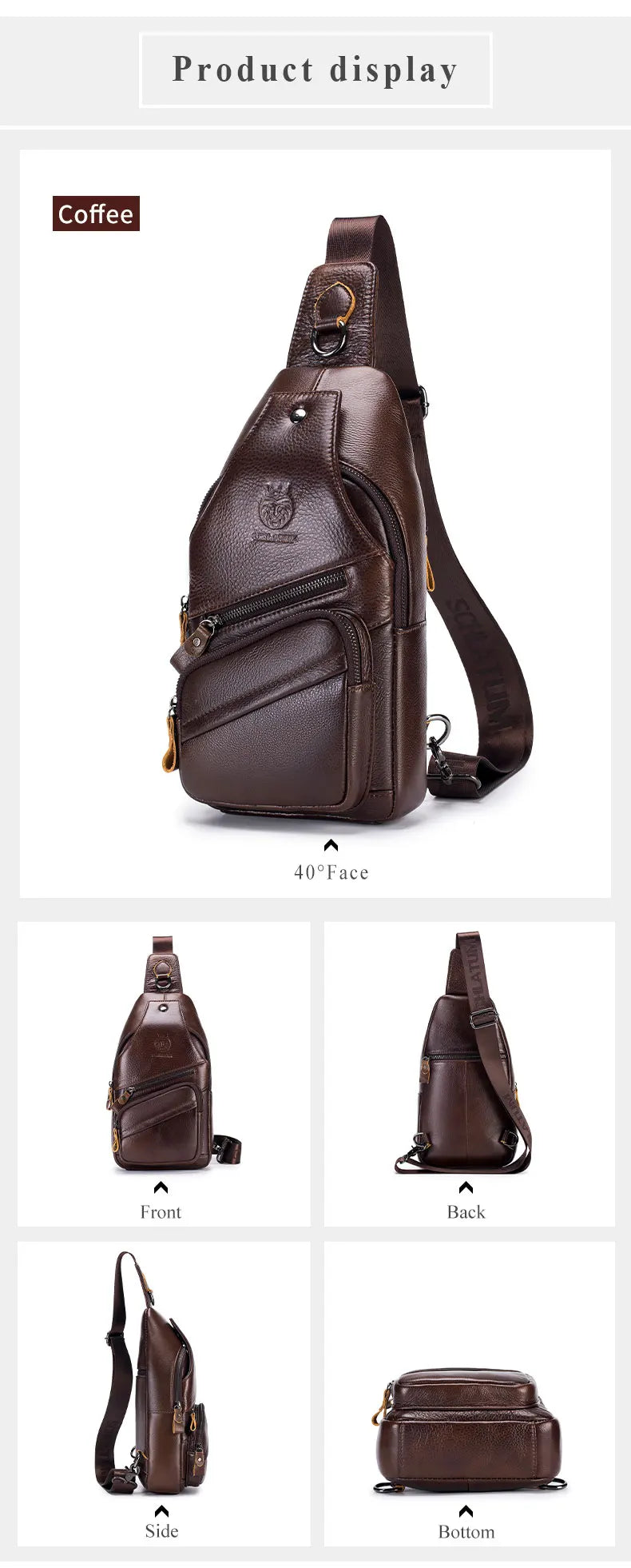 Vintage Genuine Leather Crossbody Bag for Men