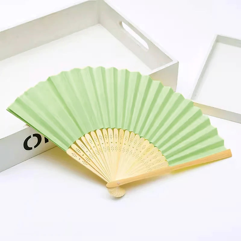 Classic Bamboo Folding Fan with Blank Canvas Design