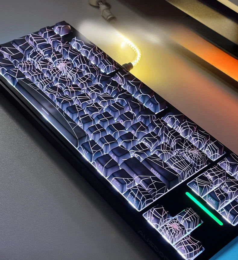 Black Spider Side-Printed Translucent Keycaps for Mechanical Keyboards