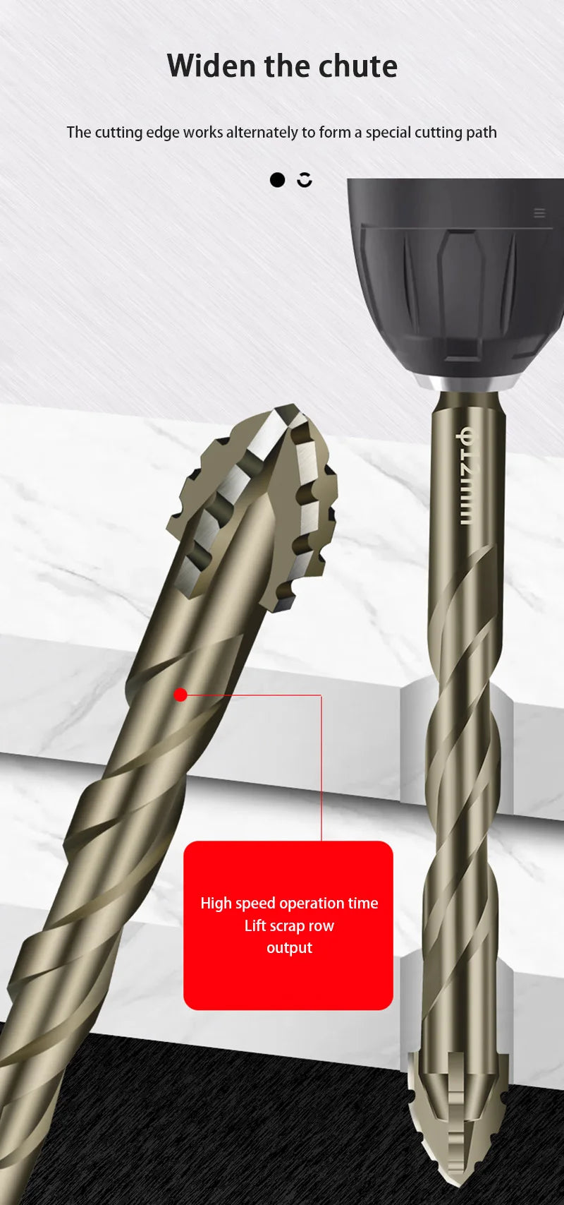 Carbide Four-Blade Serrated Drill Bit Set 6-10mm for Tile, Ceramic, and Stone