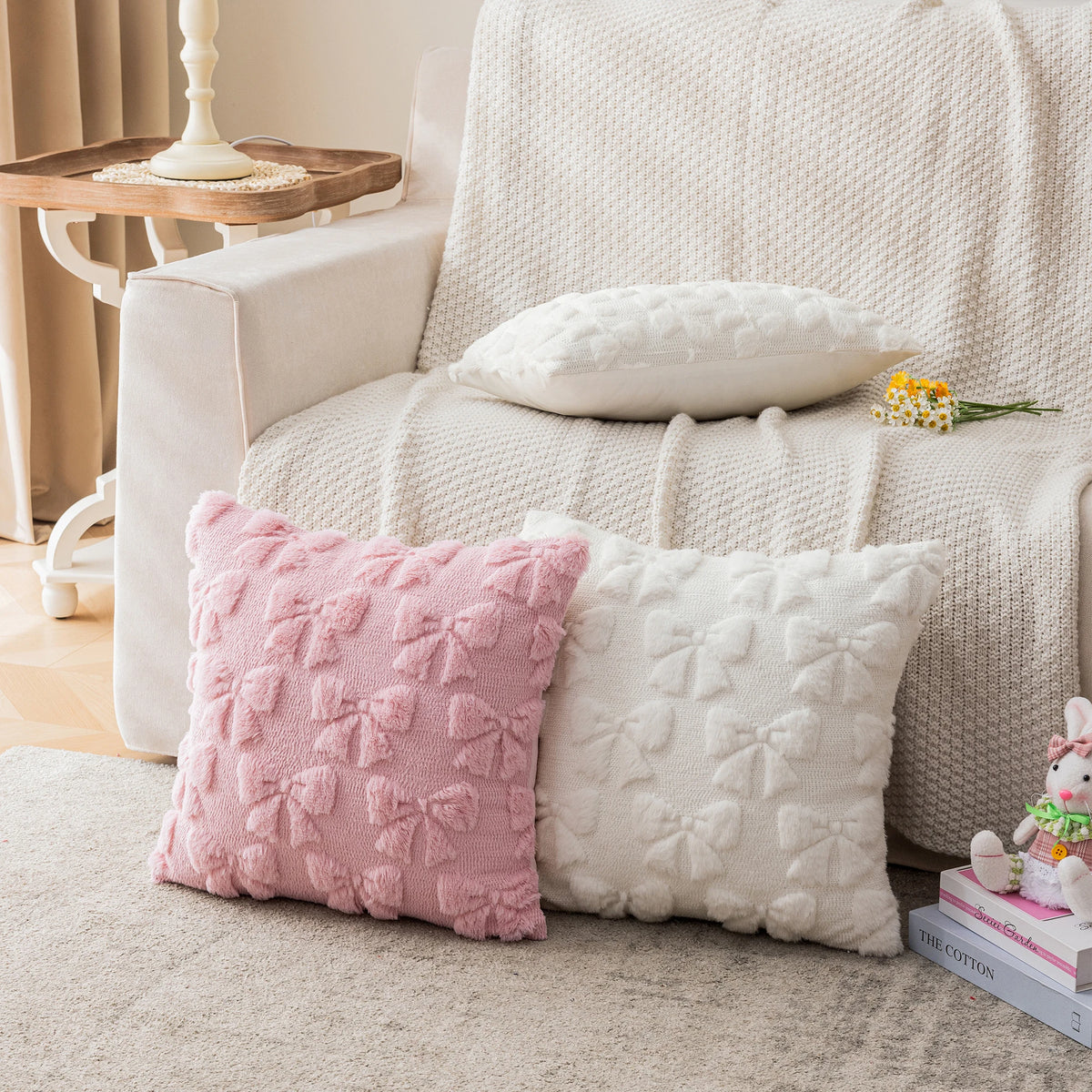 Faux Fur Bowknot Pillow Covers (Set of 2)