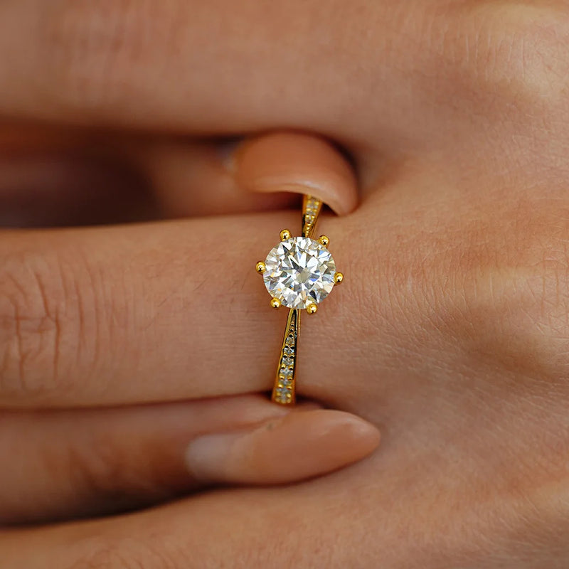 Geometric Moissanite Ring in Gold-Plated Sterling Silver