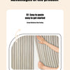 A hand is applying a peel-and-stick wallpaper with a 3D grille pattern onto a surface.