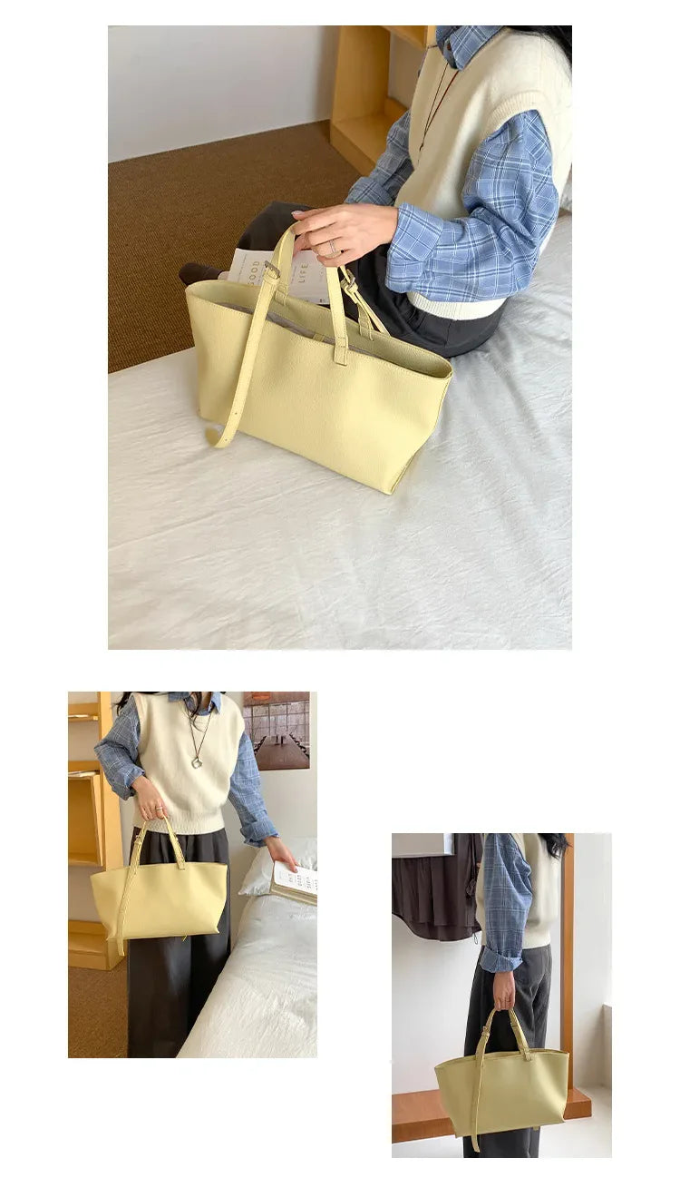 Soft PU Leather Tote Bag for Women – Spacious Everyday Carryall
