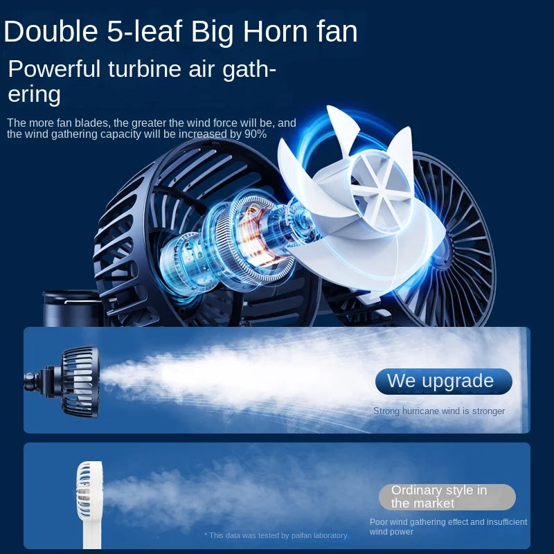 Dual-Head USB Car Seat Cooling Fan