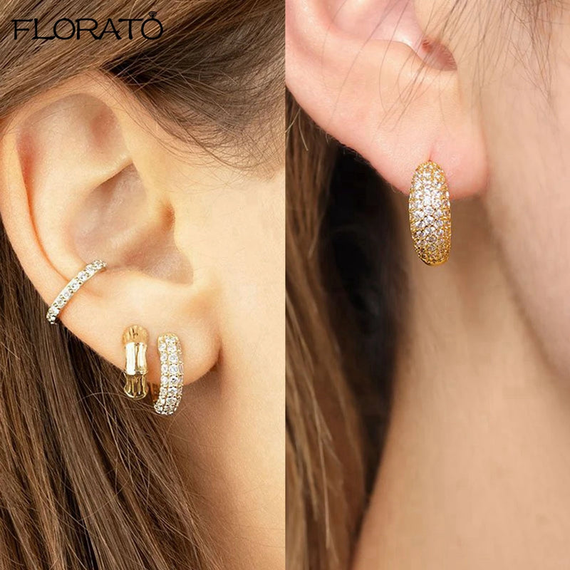 Minimalist CZ Huggie Hoop Earrings
