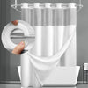 Double-Layer Waffle Shower Curtain with Built-in Snap Liner