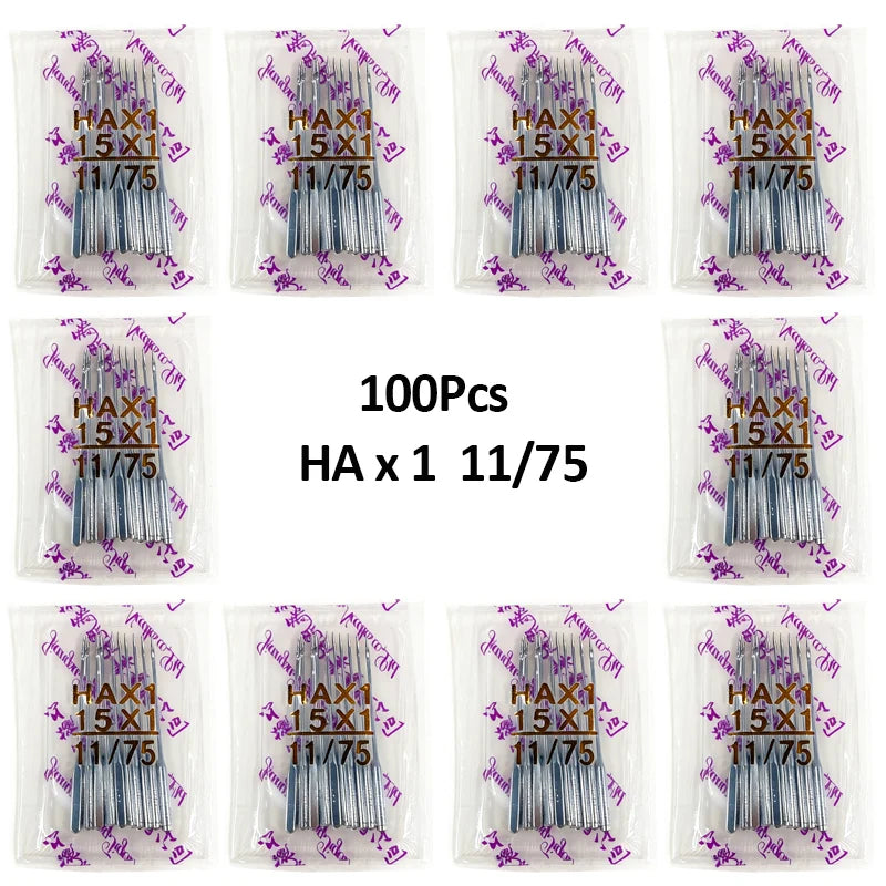 A pack of universal sewing machine needles in various sizes, packaged individually.