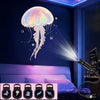 LED USB projector light featuring adjustable whale, butterfly, and star patterns illuminating a bedroom wall.