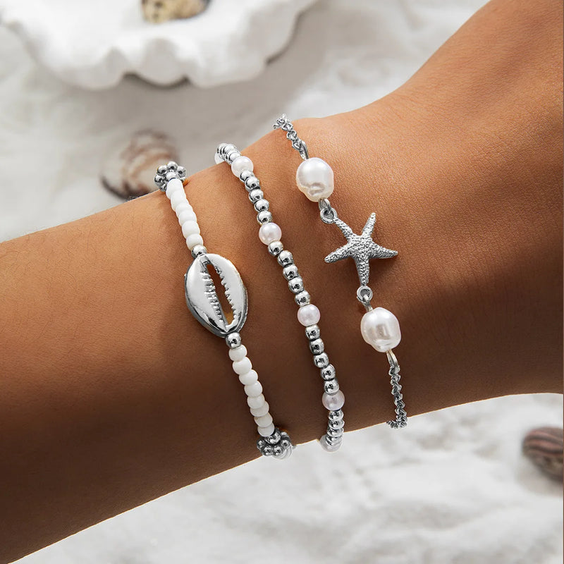 Summer Shell & Pearl Bracelet Set
