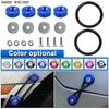Set of blue aluminum quick release fasteners for automotive bumpers and body panels with color options