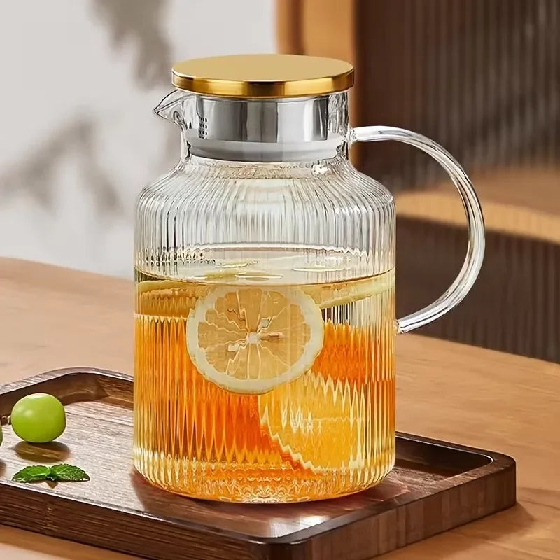 1.8L Borosilicate Glass Pitcher with Lid for Cold Drinks