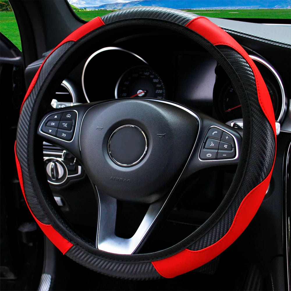 PU Carbon Fiber Steering Wheel Cover