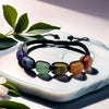 Natural Stone Chakra Bracelet with Adjustable Braided Cord