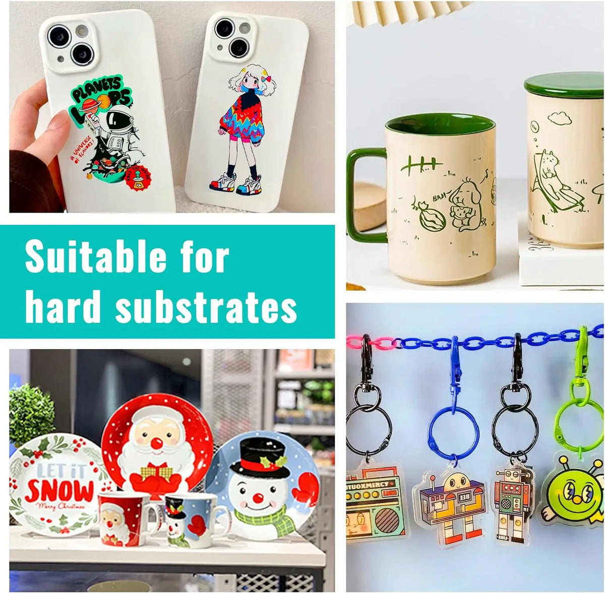 A pack of 100 sheets of A4 sublimation paper for inkjet printers featuring various designs and stickers.