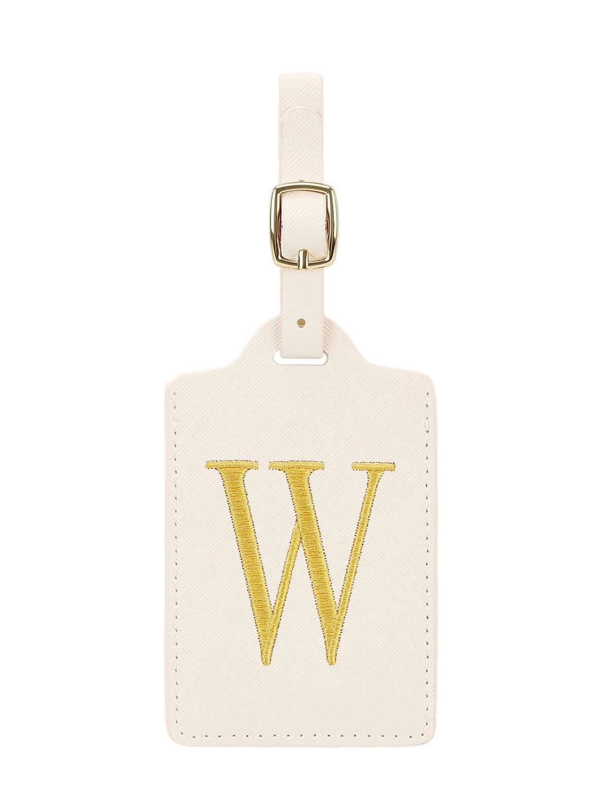 Personalized Embroidered Leather Luggage Tag with Letter Initial