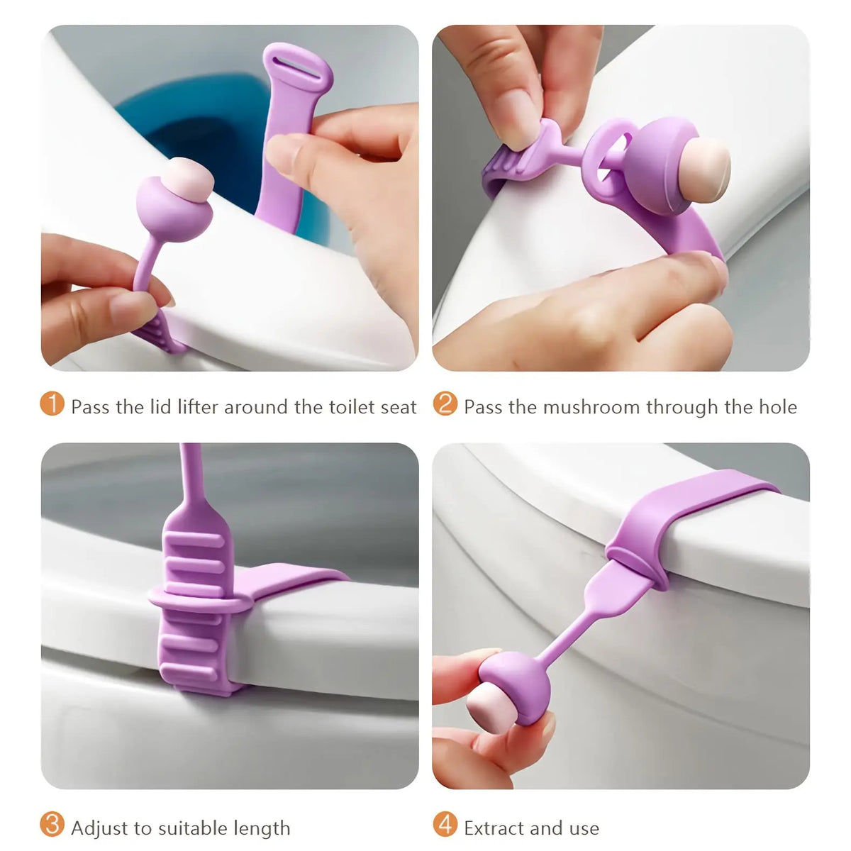 Silicone Toilet Seat Lifter (4 Pack) – Touch-Free Lid Handle