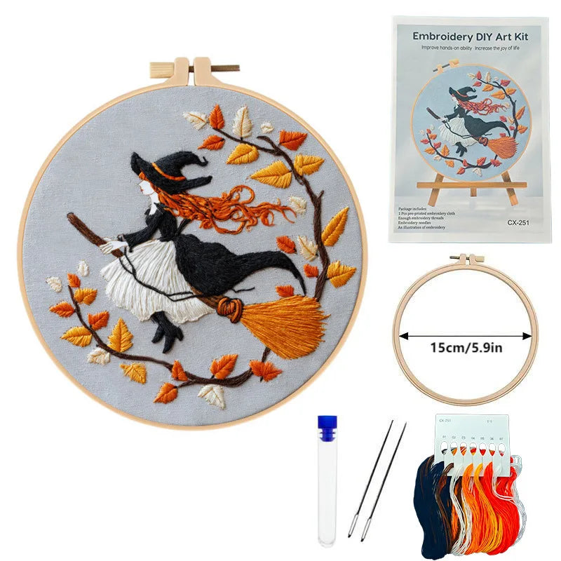 Fall Pumpkin Cross Stitch Kit for Adults with Embroidery Tools