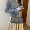 Vintage Croc-Embossed Mini Boston Bag with Dual Straps