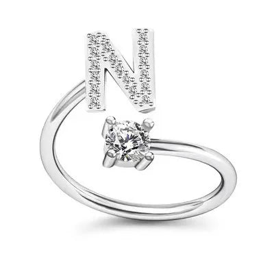 Initial Letter Ring with Zircon Accent