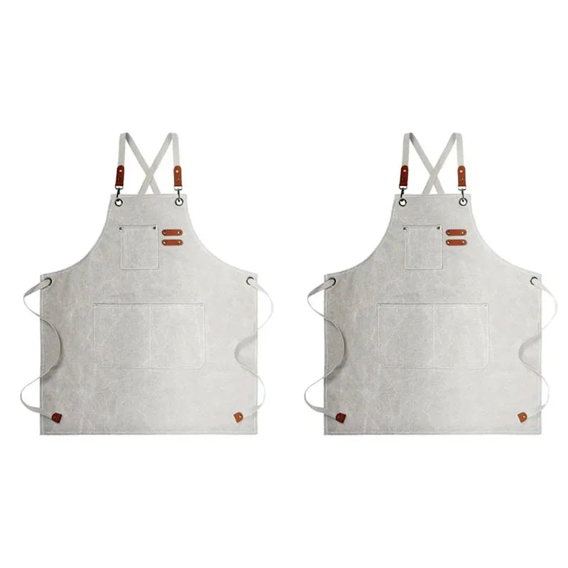 Durable Canvas Kitchen Apron with Pockets